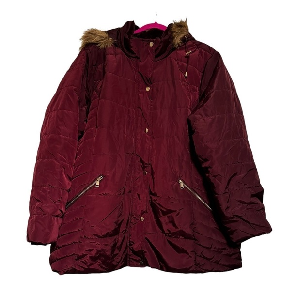 Catherines Faux Fur Trim Puffer Coat 2X - Picture 3 of 9